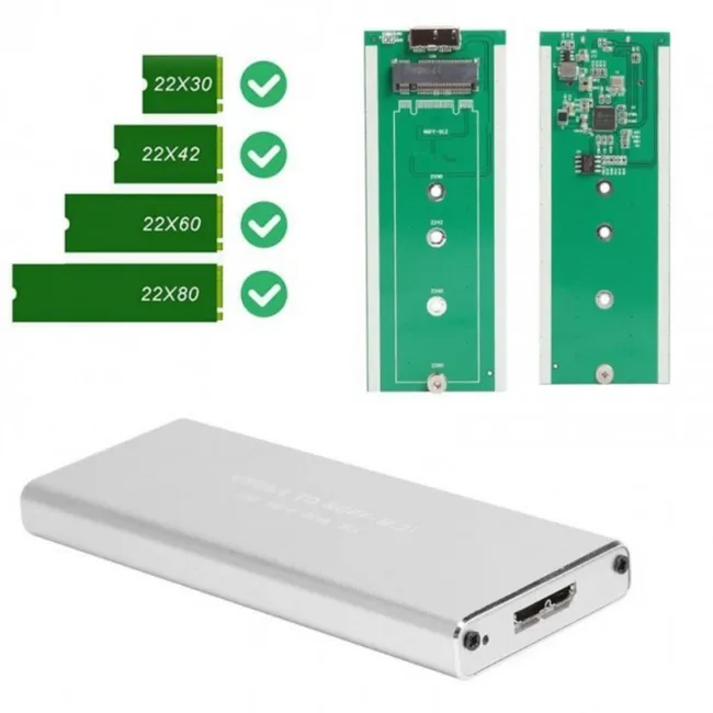 Alfais 6065 M.2 Sata SSD Ngff To USB 3.0 B-Key Mini Çevirici Adaptör Harici Harddisk Kutusu