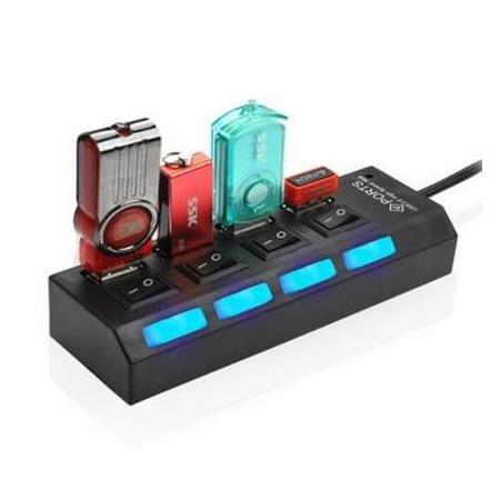 Alfais 4863 4 Port Usb 2.0 Hub Çoğaltıcı Çoklayıcı Switch Işıklı Anahtarlı