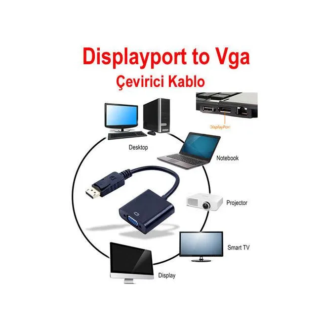 Alfais 4557 Displayport To Vga Çevirici Dönüştürücü Adaptör Kablosu
