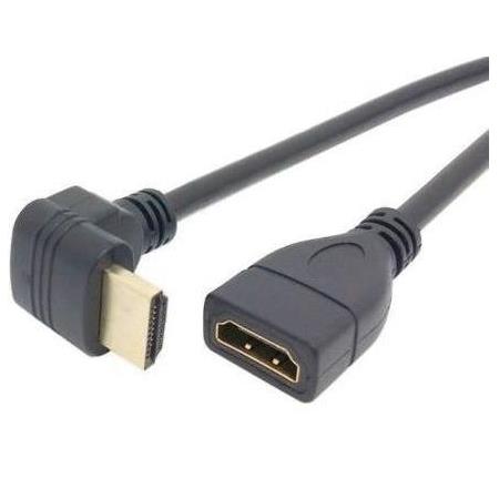 Alfais 4666 Hdmi Dişi Erkek Uzatma 90 Derece Dirsek Kablosu 0.5 Metre