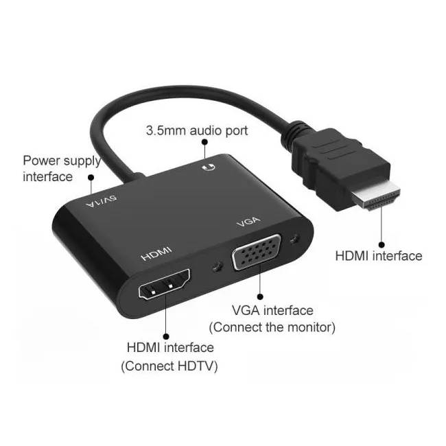 Alfais 4671 Hdmi To Hdmi + Vga Monitör Çevirici Ps4 Dönüştürücü Switch Splitter Adaptör