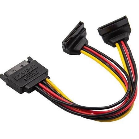 Alfais 4683 Sata 15 Pin Dişi Erkek 2 Port Çoklayıcı Kablo 90 Derece Dirsek Splitter Hdd Kablosu