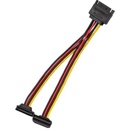 Alfais 4683 Sata 15 Pin Dişi Erkek 2 Port Çoklayıcı Kablo 90 Derece Dirsek Splitter Hdd Kablosu
