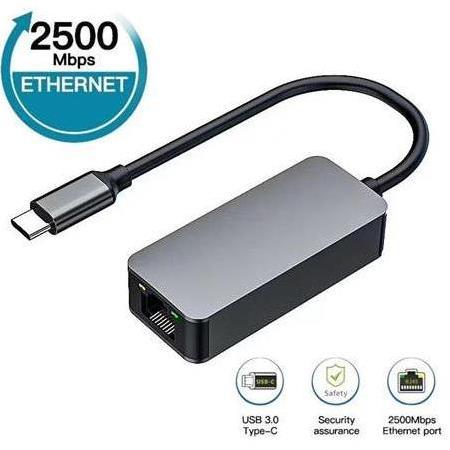 Alfais 4752 Usb Type C To Ethernet 2500Mbps 2.5G İnternet Çevirici Dönüştürücü Adaptör