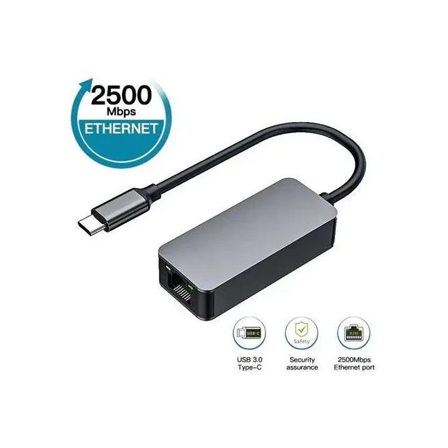 Alfais 4752 Usb Type C To Ethernet 2500Mbps 2.5G İnternet Çevirici Dönüştürücü Adaptör