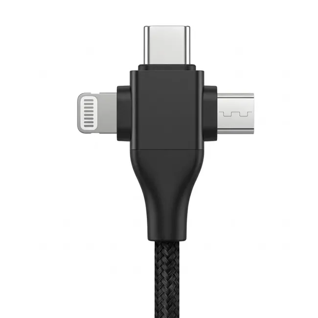 Alfais 6026 USB Type-C Lightning Micro 5 in 1 Çoklu İphone Samsung için Hızlı Şarj Kablosu 1m