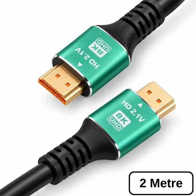 Alfais 6122 Hdmi 2.1 8K Ultra Hd Kablo 2 Metre 48Gbps 4K 120Hz Altın Uçlu Kablo Led Tv
