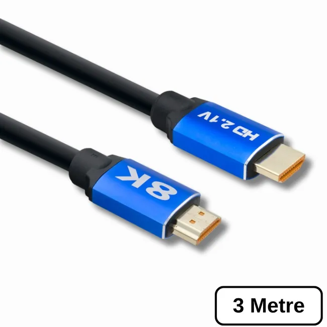 Alfais 6123 Hdmi 2.1 8K Ultra Hd Kablo 3 Metre 48Gbps 4K 120Hz Altın Uçlu Kablo Led Tv