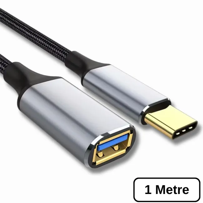 Alfais 6105 Usb Type C To Usb 3.0 Dişi Erkek Uzatma Kablosu 1M Ara Ek Bağlantı 5Gbps Örgülü