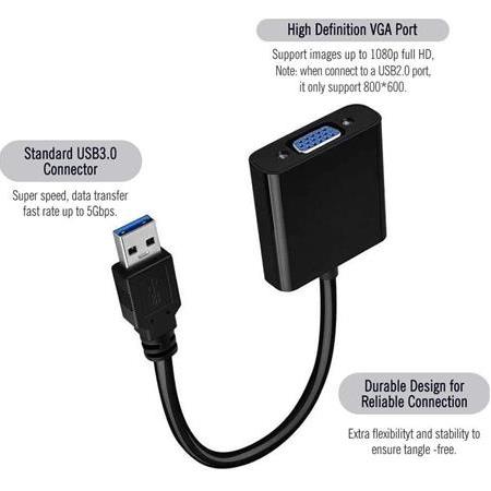 Alfais 4956s USB 3.0 To Vga Çevirici Dönüştürücü Adaptor Monitör Kablosu