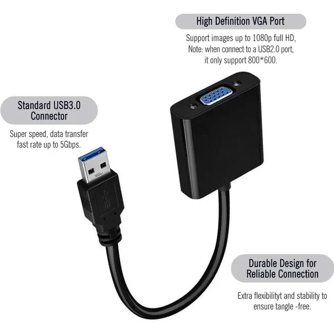 Alfais 4956s USB 3.0 To Vga Çevirici Dönüştürücü Adaptor Monitör Kablosu