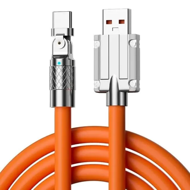 Alfais 6016 Usb To Type C Hızlı Şarj Data Kablosu Çevirici Dönüştürücü Adaptör 180° Döner 120W 2M