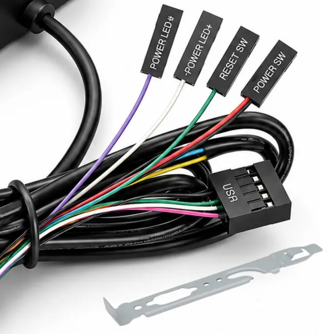 Alfais 6079 Masaüstü PC Kasa Harici Güç Power Reset On/Off USB Düğmesi Switch Uzatma Kablo LED Buton
