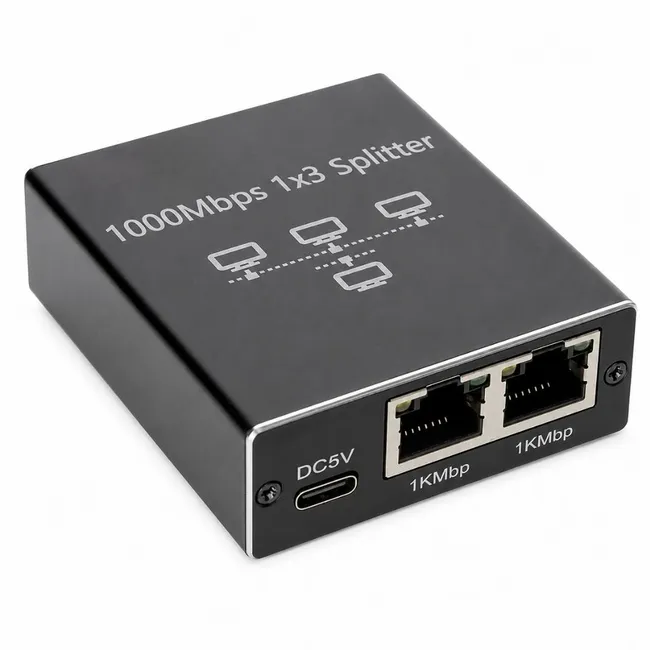 Alfais 6097 RJ45 Ethernet İnternet Switch Splitter Gigabit 1000Mbps 3 Port Çevirici Çoklayıcı Router