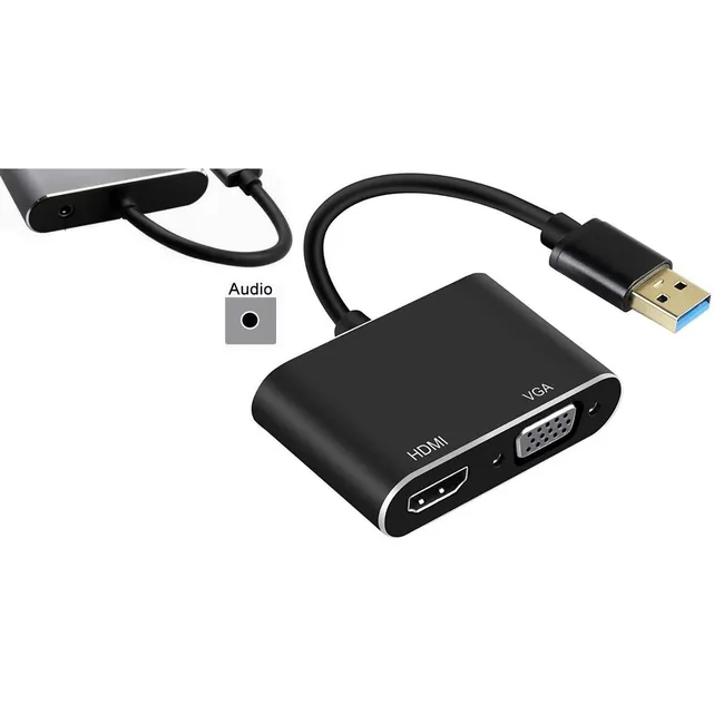 Alfais 4933 Usb 3.0 To Hdmi Vga 3.5mm 1080P Monitör Genişletici Çevirici Dönüştürücü Adaptör