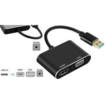 Alfais 4933 Usb 3.0 To Hdmi Vga 3.5mm 1080P Monitör Genişletici Çevirici Dönüştürücü Adaptör