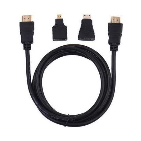 Alfais 4699 1.5 m 1.4V Hdmi Kablo + Mini Micro Uç 3in1 Çevirici Dönüştürücü Adaptör Kablosu