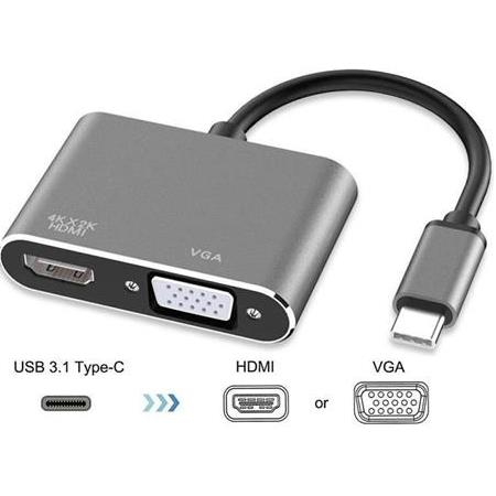 Alfais 4728 USB Type C To Hdmi VGA 3.1 4K Çevirici Dönüştürücü Adaptör