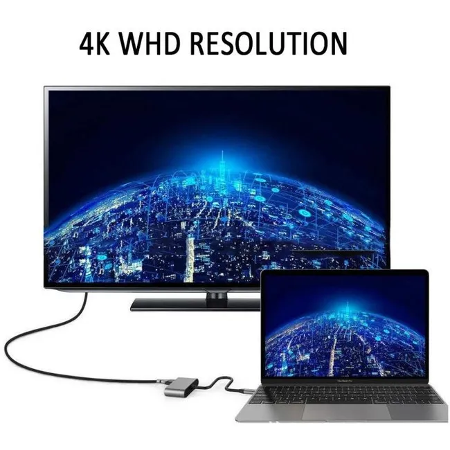 Alfais 4728 USB Type C To Hdmi VGA 3.1 4K Çevirici Dönüştürücü Adaptör
