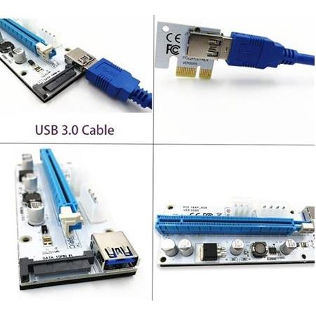 Alfais 4748 Pcı E Express 1X To 16X Usb 3.0 Riser Yükseltici Uzatma Kartı 008s