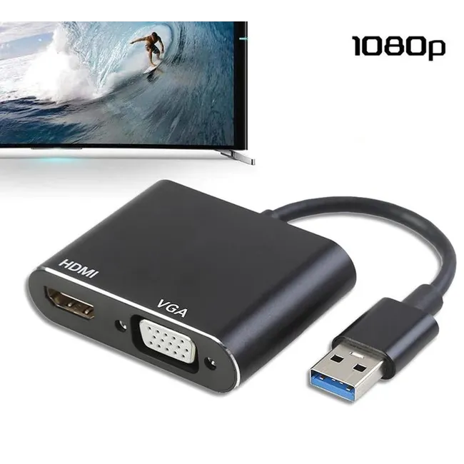Alfais 4769 Usb 3.0 To Hdmi Vga 1080P Monitör Genişletici Çevirici Dönüştürücü Adaptör