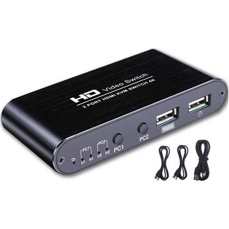 Alfais 4770 Hdmi Kvm Switch 2 Port Usb 2 PC Tek Kasa Klavye Mouse Kontrol Çoklayıcı