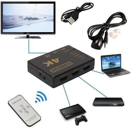 Alfais 4775 Hdmi Switch 5 Port Çoklayıcı Kumandalı 4k Ultra Hd Destekli Switch