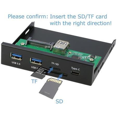 Alfais 4790 3.5 inç Usb 3.0 TF SD MicroSd Type C Floppy Ön Pamel Disk Yuvası