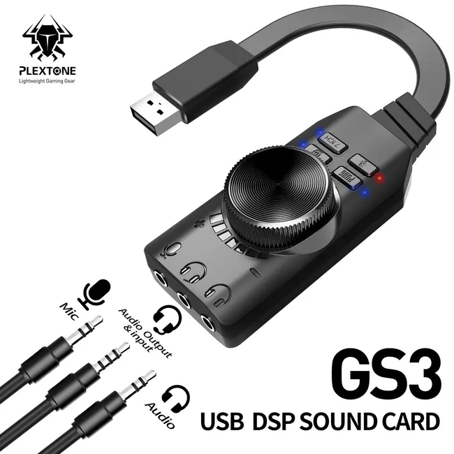 Alfais 4677 Usb Harici Ses Kartı 7.1 Dönüştürücü Plextone Gs3 Pubg Lol Mikrofon Destekli