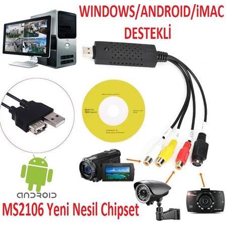 Alfais 4882 USB Rca Capture Easycap Kamera Uydu Kayıt Kartı (Android Destekli)