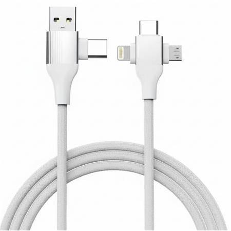 Alfais 6023 USB Type-C 5'i 1 Arada Çoklu Hızlı Şarj Kablosu Lightning Micro Usb 1m