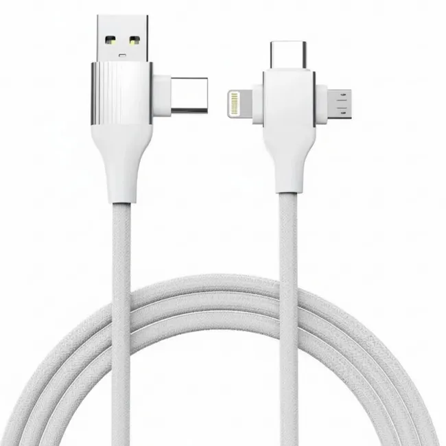 Alfais 6023 USB Type-C 5'i 1 Arada Çoklu Hızlı Şarj Kablosu Lightning Micro Usb 1m