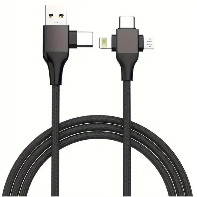 Alfais 6026 USB Type-C Lightning Micro 5 in 1 Çoklu İphone Samsung için Hızlı Şarj Kablosu 1m