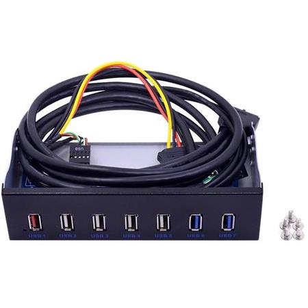 Alfais 4731 Floppy Ön Panel 7 Port Usb Çoklayıcı Hub 5.25 inç Usb 3.0 2.0 Hızlı Şarj Disket Yuvası