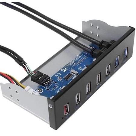 Alfais 4731 Floppy Ön Panel 7 Port Usb Çoklayıcı Hub 5.25 inç Usb 3.0 2.0 Hızlı Şarj Disket Yuvası