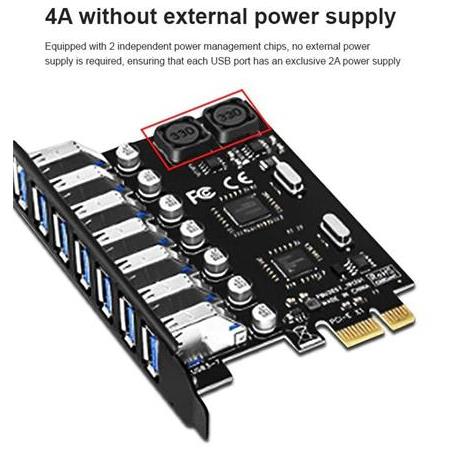 Alfais 4899 Pci-e Express 7 Port Usb 3.0 Kart Hub Çoklayıcı Çoğaltıcı