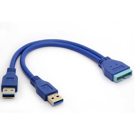 Alfais 4647 USB 3.0 Y Kablo 19Pin Anakart Dönüştürücü Port Çoklu