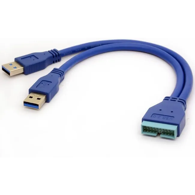 Alfais 4647 USB 3.0 Y Kablo 19Pin Anakart Dönüştürücü Port Çoklu