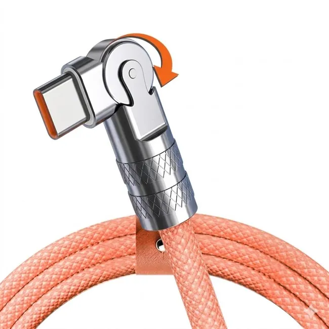 Alfais 6017 Type C To Hızlı Şarj Data Kablosu Çevirici Dönüştürücü Adaptör 180° Döner 120W 1M