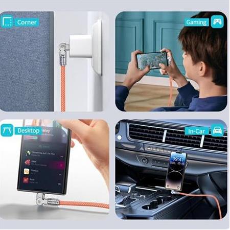 Alfais 6017 Type C To Hızlı Şarj Data Kablosu Çevirici Dönüştürücü Adaptör 180° Döner 120W 1M