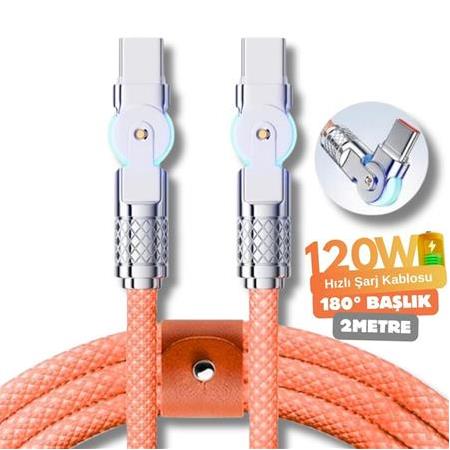 Alfais 6018 Type C To Hızlı Şarj Data Kablosu Çevirici Dönüştürücü Adaptör 180° Döner 120W 2M