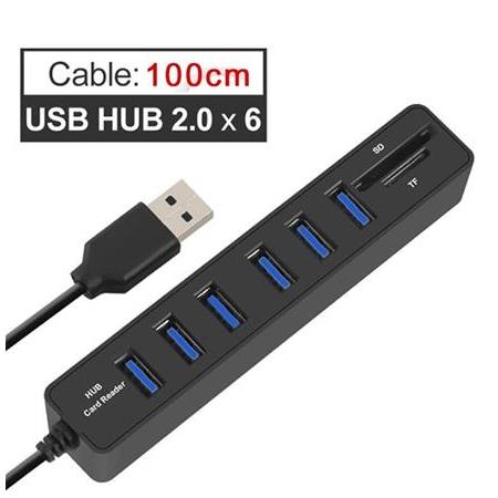 Alfais 4691 Usb Hub 6 Port MicroSD Tf Sd Kart Okuyucu Çoklayıcı