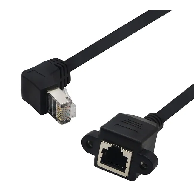 Alfais 4350 Rj45 Dişi Erkek Uzatma 0.5M Dirsek 90 Derece Panel Tipi Cat6 Montaj Kablosu