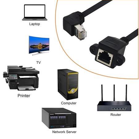 Alfais 4350 Rj45 Dişi Erkek Uzatma 0.5M Dirsek 90 Derece Panel Tipi Cat6 Montaj Kablosu