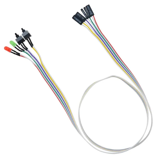Alfais 5064 Anakart Led Işıklı Power Ve Reset Açma Kapama Butonu Kablosu Switch On/off