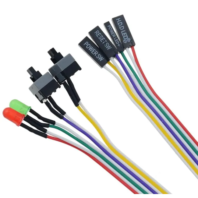 Alfais 5064 Anakart Led Işıklı Power Ve Reset Açma Kapama Butonu Kablosu Switch On/off