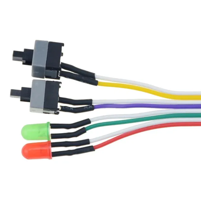 Alfais 5064 Anakart Led Işıklı Power Ve Reset Açma Kapama Butonu Kablosu Switch On/off