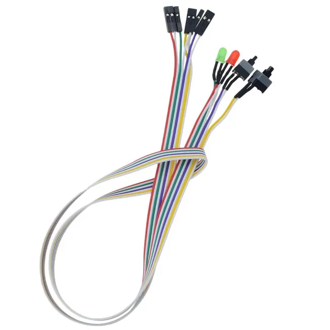 Alfais 5064 Anakart Led Işıklı Power Ve Reset Açma Kapama Butonu Kablosu Switch On/off