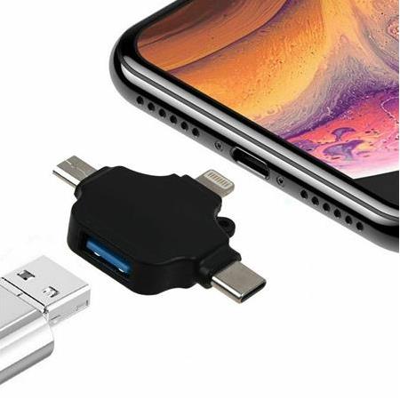 Alfais 5003 Lightning iPhone Type-C Micro Usb 3in1 USB 3.0 Dişi Mouse Flash OTG Çevirici Adaptör