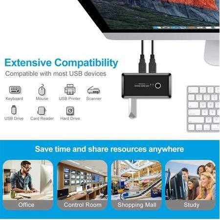 Alfais 4685 Usb 4 port Hub 2 Kasa Pc Bilgisayar Kvm Switch Splitter Çoklayıcı
